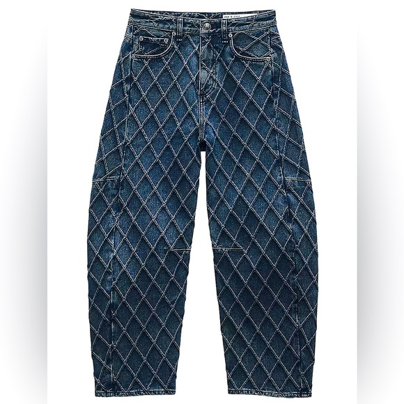 RAG&BONE Charlie Quilted Barrel High Rise Jeans - Picture 4 of 12